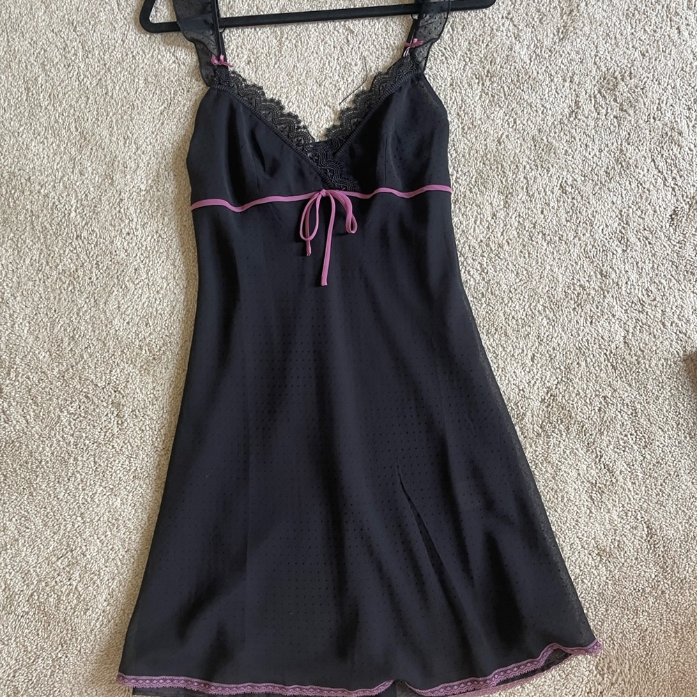 Chic Black and Pink Lace Chemise